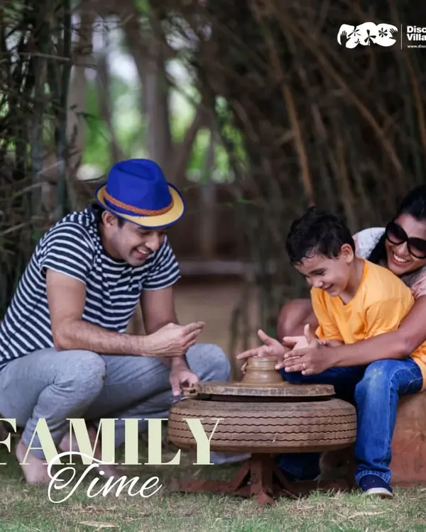 Creating with clay and making memories. A family enjoys a pottery session together, a wonderful hands-on activity that’s fun for both kids and adults.