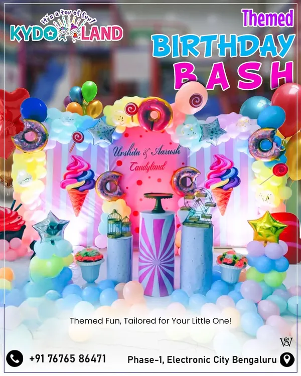 This is what I love to do: create a magical world for your child's birthday. This Candyland theme, with its giant donut and ice cream cone props and pastel balloon clouds, is just one example of how I can bring any birthday dream to life.