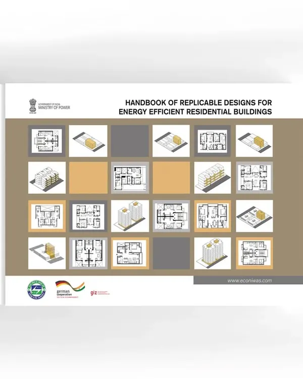 The cover of the "Handbook of Replicable Designs for Energy Efficient Residential Buildings," a project commissioned by GIZ. This guide provides a catalogue of designs for various climates and orientations.
