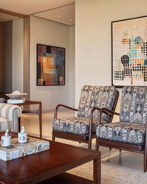 Can a home be both rooted and modern? For the Max128 model apartment in Noida, we blended contemporary forms with traditional Indian patterns and textures. The result is a living space that feels both globally sophisticated and deeply personal.
