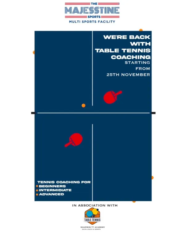 Table Tennis coaching is back. Starting soon, you can elevate your game on our 8 Stag Americas tables with a certified coaching curriculum for all levels.