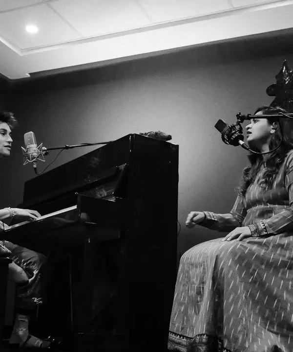 A surreal evening in the studio with the one-and-only Jacob Collier. This black and white photo captures the intense focus and joy of our musical exchange. Collaborating with a genius like him is a deeply reprogramming experience.