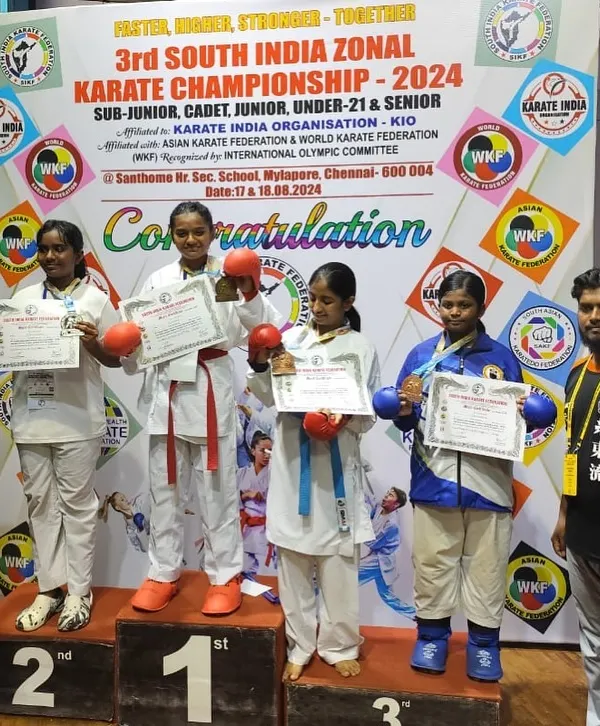 A golden victory for Shikha at the South India Zonal Karate Championship in Chennai. Her hard work representing Karnataka State has made our academy incredibly proud.