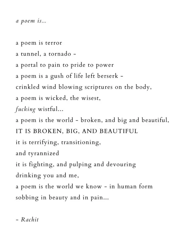 A poem is... a portal to pain, to pride, to power. A reflection on the nature of poetry itself.