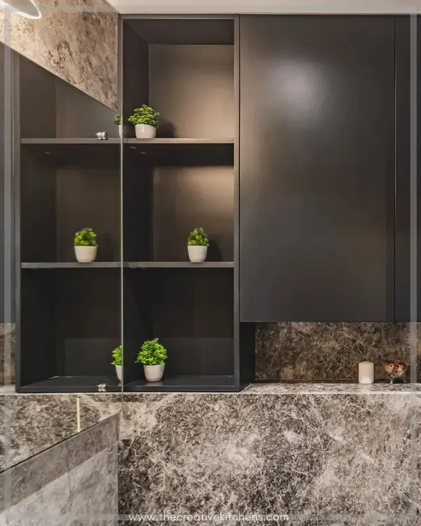 Warm, hearty and effusive, this monochromatic bathspace is all about opulence. Minimalist yet lavish, this bathspace shows a deep and meaningful connection with design without being too vocal about it.