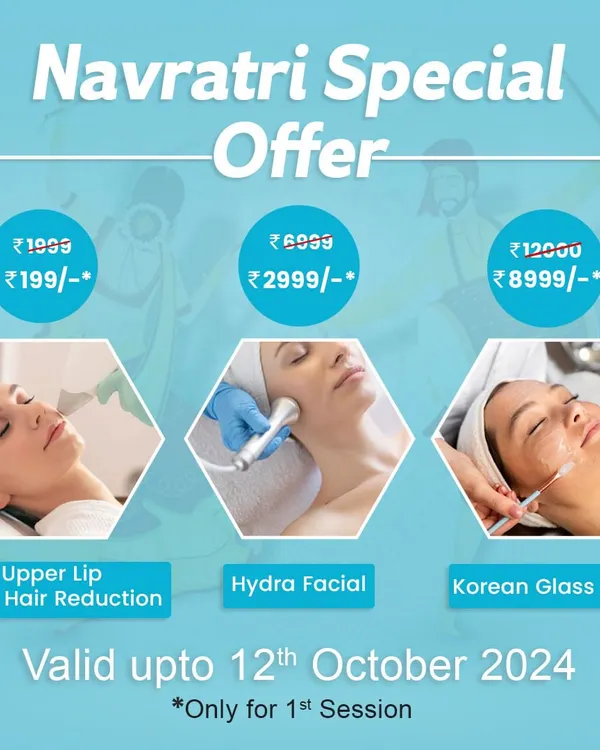 For the Navratri festival, we offered special pricing on popular services like Hydra Facial and Korean Glass Glow to help clients achieve a radiant look for the celebrations.