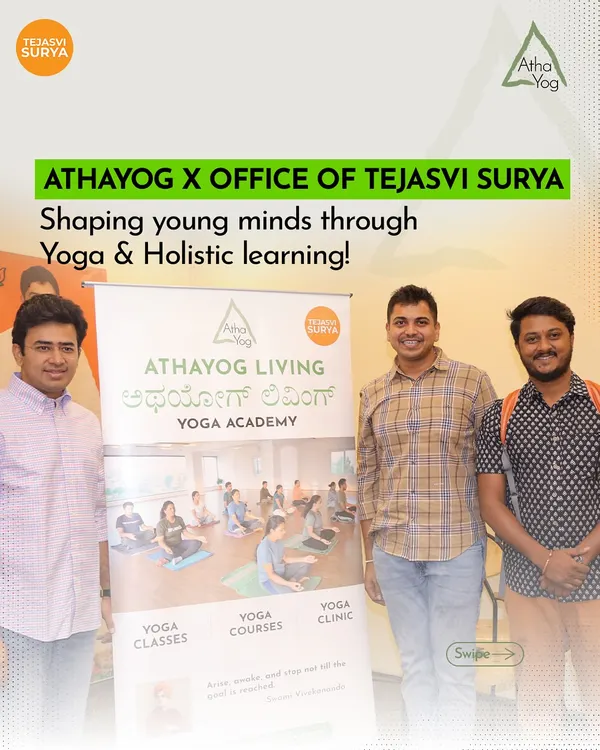 We are proud to partner with the office of Tejasvi Surya to shape young minds through yoga and holistic learning. This image shows our collaboration for the Bengaluru South Summer Camp.