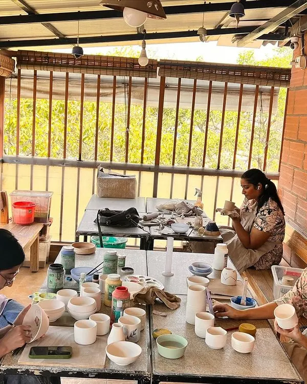 A proud and happy moment watching my students glazing their beautiful creations. My bright and airy studio is the perfect place to learn and grow on your pottery journey.