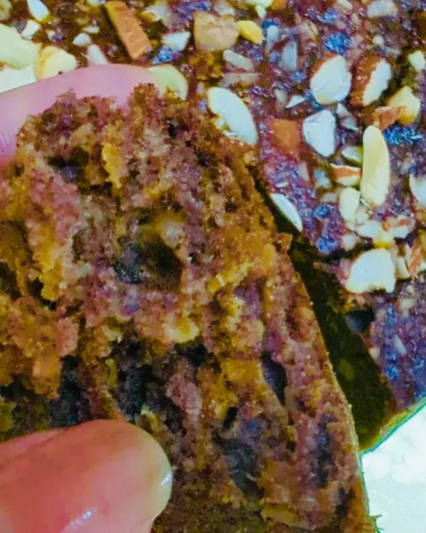 Everyone deserves a sweet treat. This is a gluten-free and sugar-free apple carrot cake, made with date paste, eggs, and finger millet (ragi) flour. Yummity yum.