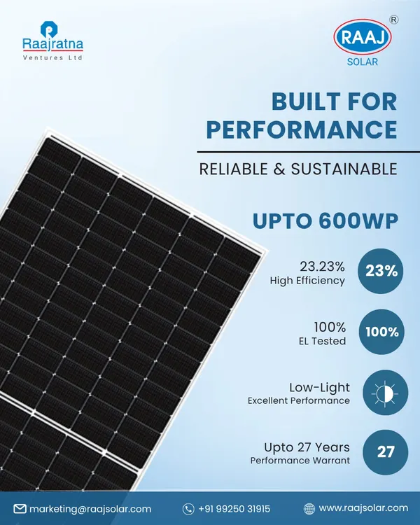 A detailed look at the performance specifications of our N-Type TOPCon module. It is 100% EL tested, offers excellent low-light performance, and is backed by a 27-year warranty, ensuring you get reliable power and maximum savings.