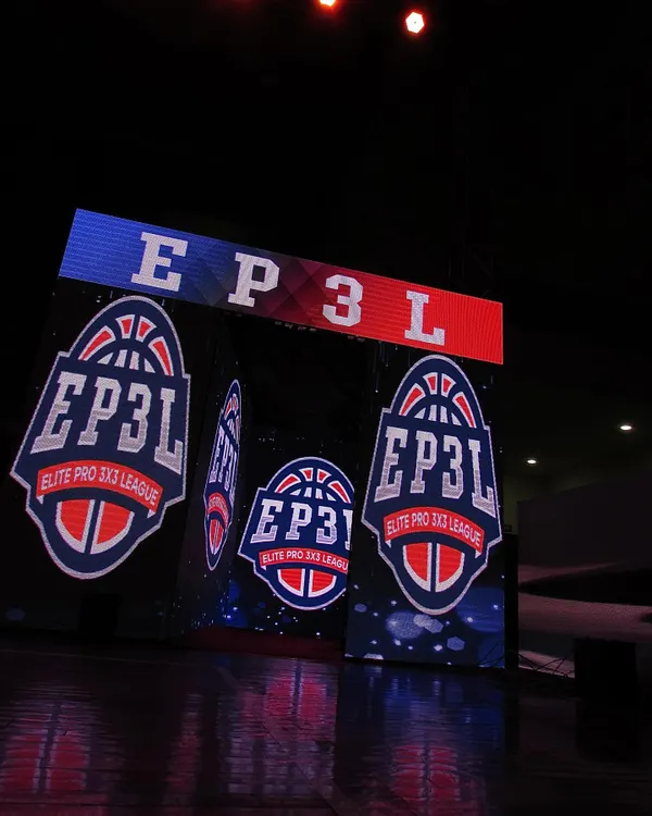The impressive LED entrance arch for the Elite Pro 3x3 League (EP3L). This setup creates a professional and exciting entry point for players and sets the tone for a high stakes basketball event.