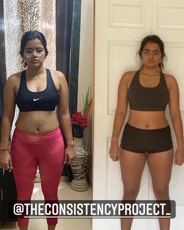 This is what body recomposition looks like. Shreya's goal was to get leaner and build muscle, and she achieved this by staying consistent with 4-5 training sessions a week, even with a hectic corporate schedule.