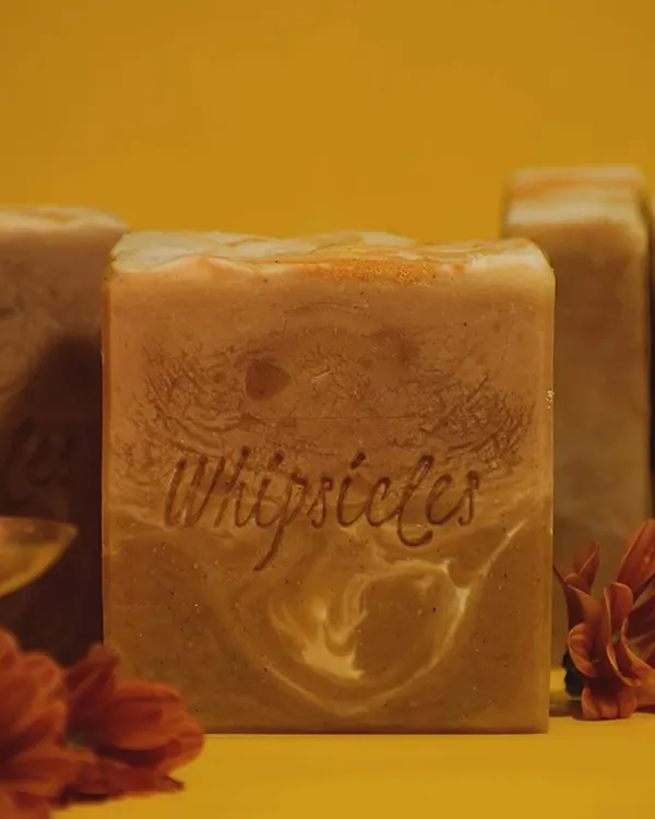 Our Saffron and Oudh Cold Process Soap, the first in our Diwali collection. Infused with turmeric and scented with the warmth of saffron and oudh, this bar is designed to bring a festive glow to your skin.