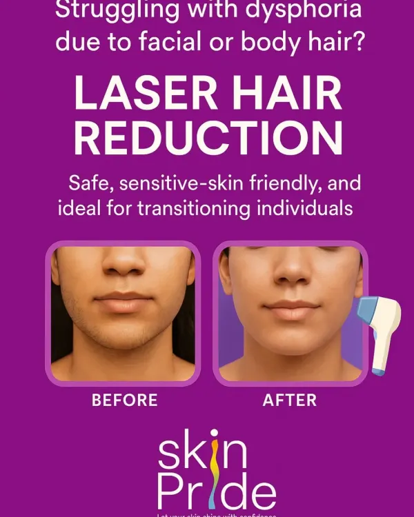 Your journey to feeling comfortable in your own skin is our priority. This is the power of gender-affirming laser hair reduction, a safe and effective treatment to help you with dysphoria caused by unwanted facial or body hair.