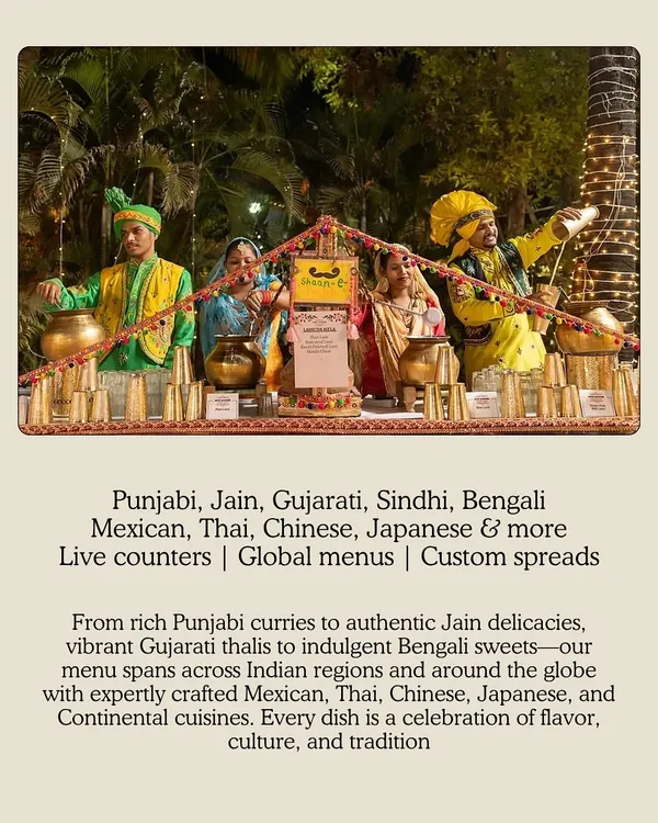 As our banner proudly states, our culinary expertise spans the globe. We craft custom spreads featuring everything from authentic Punjabi and Jain delicacies to vibrant Thai, Chinese, and Japanese live counters, ensuring a menu that celebrates every culture and tradition.