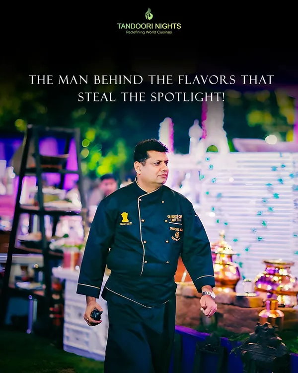 The man behind the flavors that steal the spotlight. Our founder, Chef Lalit Tuli, overseeing an event, ensuring every detail is perfect and every dish is a masterpiece.