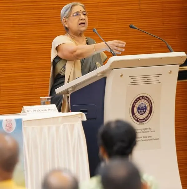 Delivering the keynote address on "The Fundamental Essence of Yoga" at the 8th DAE National Yoga Conference. My focus is always on making profound concepts simple and actionable for everyone in the audience.