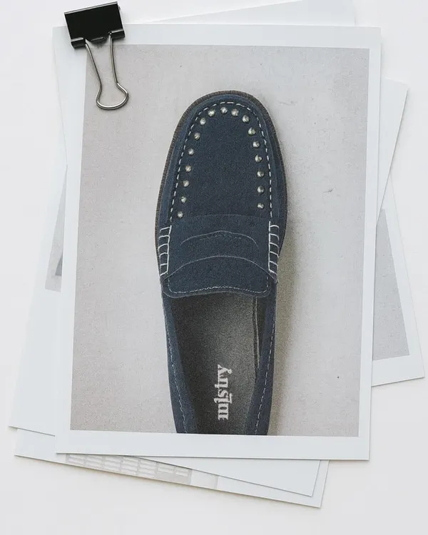 A preview of my studded suede loafers from the FW-25 collection. The hand-applied silver studs add a touch of modern edge to the classic, comfortable silhouette of a driving loafer.