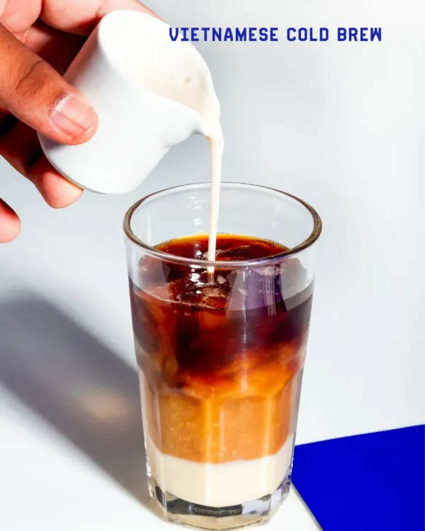 Our Vietnamese Cold Brew is strong, sweet, and creamy. We pour condensed milk over our slow-brewed coffee for an authentic and refreshing drink.