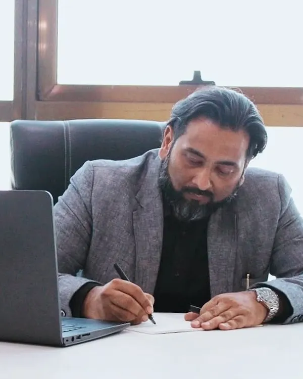 The process often begins with a simple sketch. Here, our Principal Architect visualizes the facade design for a project, allowing for quick exploration of ideas before moving to digital modeling.