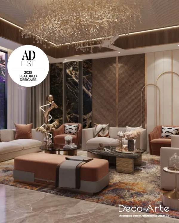 I believe that where elegance meets imagination, a truly timeless space is born. This living room, featured in the AD List 2025, is a testament to that philosophy, blending rich textures, bespoke furniture, and sculptural art to create an experience of modern luxury.