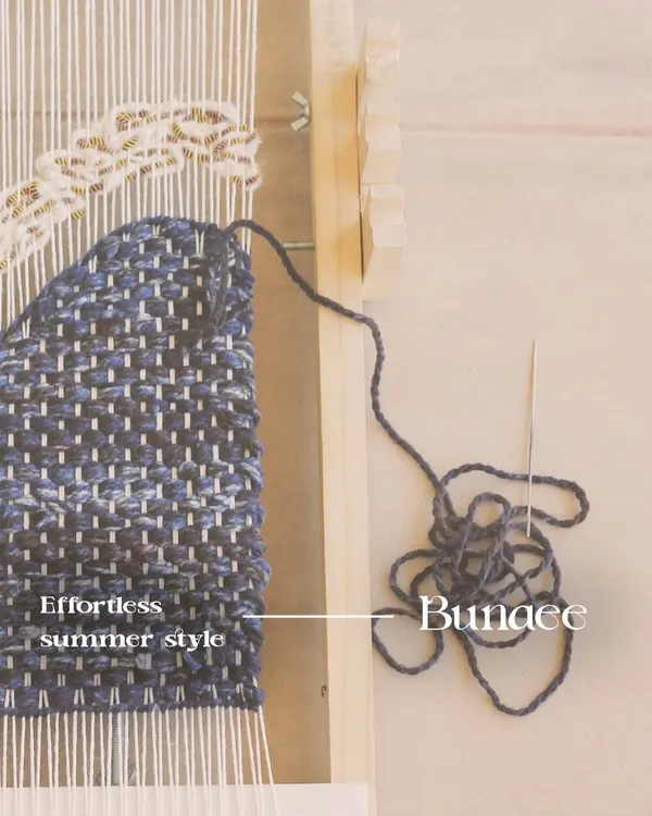 This isn’t your average fast fashion. This close-up of the weaving process for my Bunaee collection highlights the quality and expert tailoring that makes it sustainable and impactful.