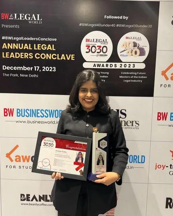Holding my BW Legal 30 Under 30 award. It was a fantastic feeling to be included in this elite club, and this honor is a testament to the collective effort of everyone who has supported me.