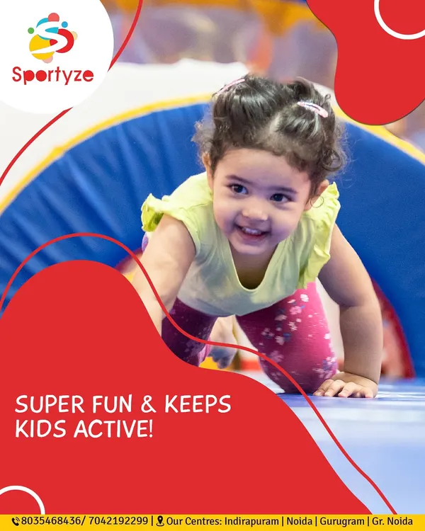 We believe fitness should be super fun, especially for our youngest members. This little athlete is all smiles while navigating one of our colorful, soft obstacle courses, building strength and confidence with every crawl.