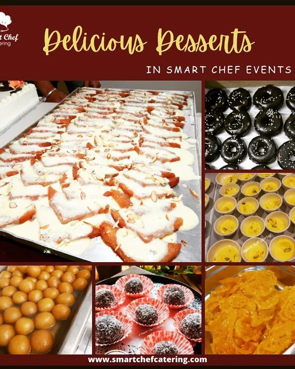 A collage of our delicious desserts, showcasing the variety we offer. From traditional Indian sweets like Gulab Jamun and Jalebi to modern treats like chocolate truffles and Shahi Tukda, we have something for every sweet tooth.