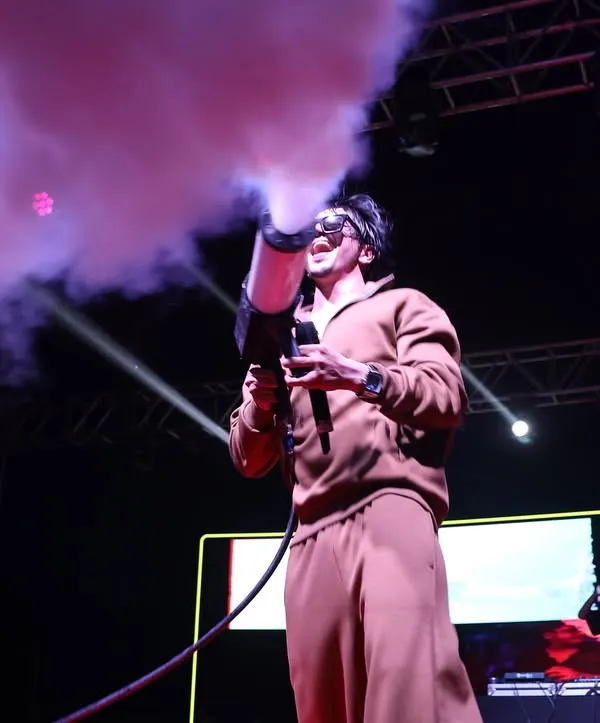 Blasting the CO2 gun into the crowd at the Plexus 2025 festival in Goa. The energy at these large-scale campus shows is absolutely electric, and I love being in the middle of it.