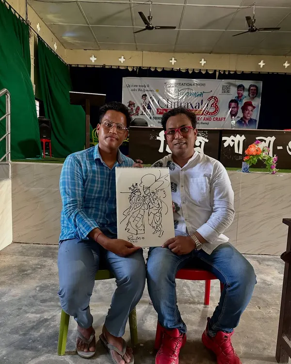 With a student at my art and craft workshop at Gogamukh College in Dhemaji, Assam. It is rewarding to teach and inspire the next generation of artists.