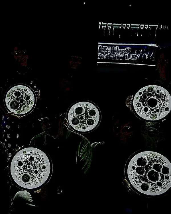 The magic of a finished moon lamp. This photo, taken in the dark, shows how beautifully these creations glow.