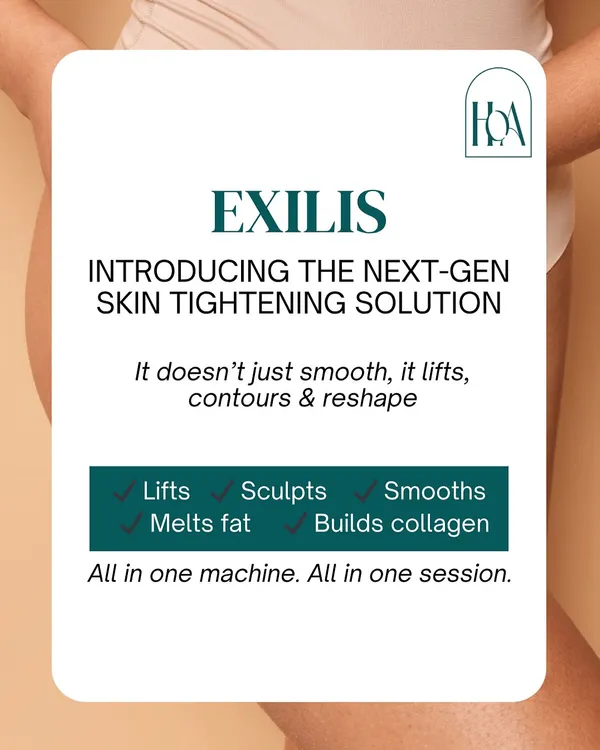 I'm excited to introduce Exilis, a next-generation skin tightening solution. It doesn't just smooth the skin; it lifts, sculpts, reshapes, melts fat, and builds collagen, all in one machine and one session.