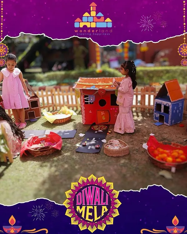 The joy of Diwali lights up every corner of our school. Here, children are setting up their own little houses for the festival, learning about traditions through imaginative play during our Diwali Mela.