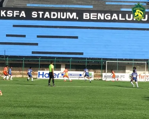 Action from our U-13 team's dominant 9-1 victory in the KSFA Youth Premier League match against Dynamic Sporting FA, played at the iconic KSFA Stadium in Bengaluru.