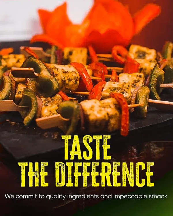 Taste the difference that quality makes. This is my paneer tikka, marinated in a blend of spices and yogurt, then grilled with fresh vegetables for a perfect smoky flavour.