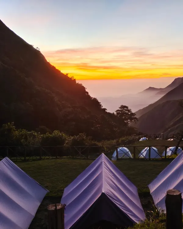 This is the view from our campsite in Munnar. We set up tents with this incredible valley view, ready for an early morning sunrise trek.