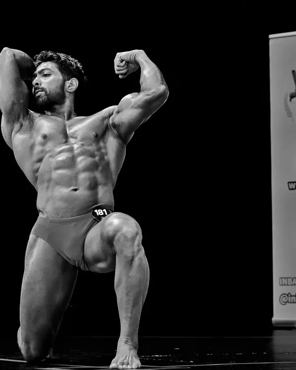 Bodybuilding is an art. This classic pose from the INBA World Championships in New Zealand shows the result of months of chiseling your body to perfection.