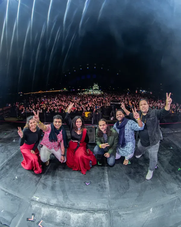 A group photo with my incredible band after an electrifying performance at the Jazz Al Parque festival. The energy from the massive crowd was unbelievable, and sharing this moment with my musical family made it even more special.