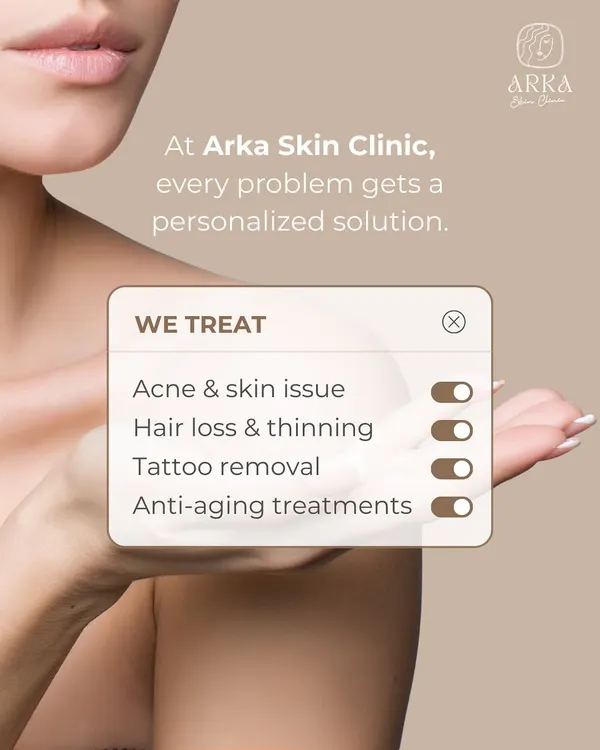 At our clinic, every problem gets a personalized solution. We offer a range of treatments for concerns including acne, hair loss and thinning, tattoo removal, and anti-aging.