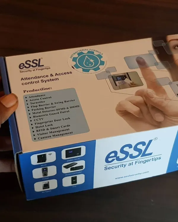 This is an eSSL attendance and access control system. It uses a fingerprint scanner to verify identity, providing security at your fingertips for offices and other restricted areas.