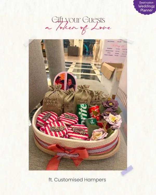 Gifting your guests a token of love is a beautiful gesture. We specialize in creating customized hampers that reflect your wedding theme and your gratitude.