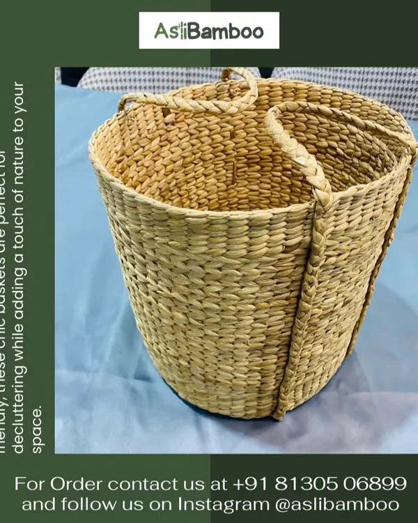 Our multi-utility basket, handwoven from natural fibers, is perfect for home organization. With sturdy, integrated handles, this versatile basket can be used for storing magazines, toys, or as a stylish planter cover.