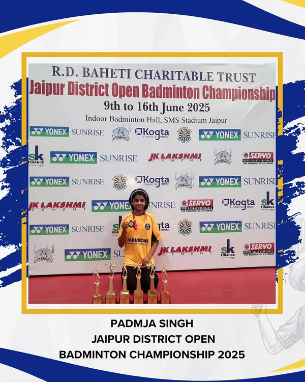 A testament to hard work: Padmja Singh with her seven medals from the Jaipur District Championship. Our junior tournaments are where champions are discovered and celebrated.