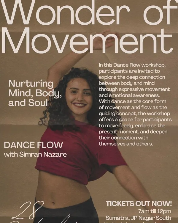 This poster was for my "Wonder of Movement" workshop, designed to nurture the mind, body, and soul. It’s an invitation to explore the deep connection between your inner world and physical expression through dance flow.