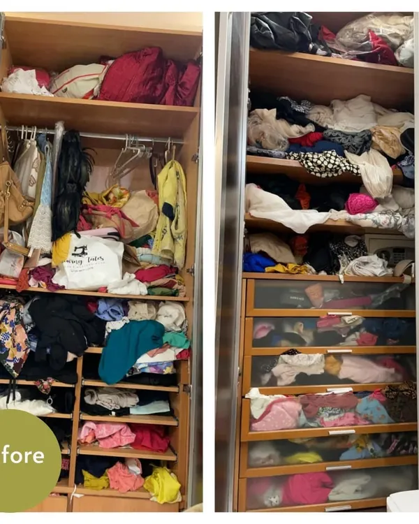 This is the magic of decluttering. We took this wardrobe from overflowing and stressful to spacious and functional during a virtual session with a client in Delhi, creating a system that's easy to maintain.