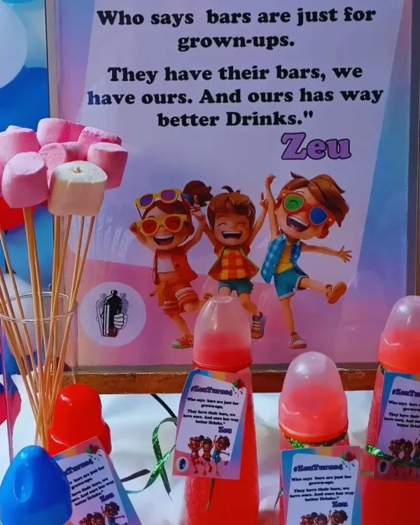 Who says bars are just for grown-ups? We had a blast creating this special non-alcoholic bar for a 4th birthday party, complete with fun drinks in baby bottles and marshmallow skewers.