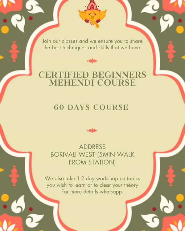 My certified beginners course is a 60-day program designed to build your skills from the ground up. The classes are held in Borivali West, just a 5-minute walk from the station.