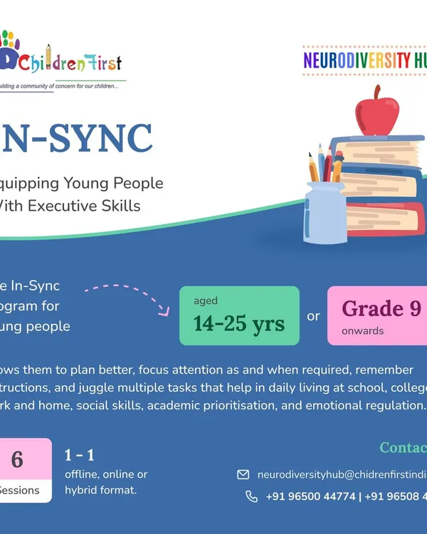 The "In-Sync" program is designed to equip young people aged 14-25 with essential executive skills. In six one-on-one sessions, we help them learn to plan better, focus their attention, and manage multiple tasks across school, work, and home life.