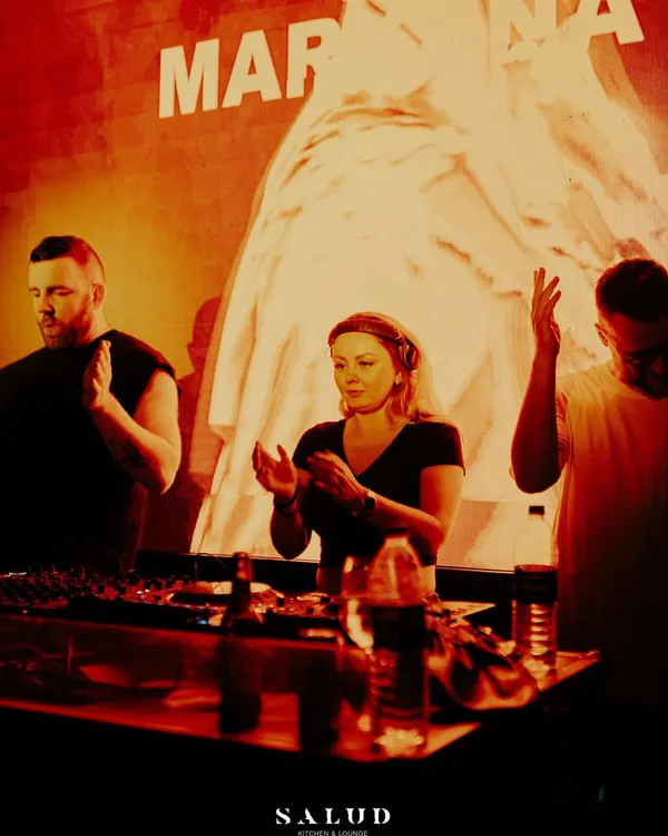 A great moment on stage at Salud Goa, sharing the decks with the electronic duo Catz 'n Dogz.